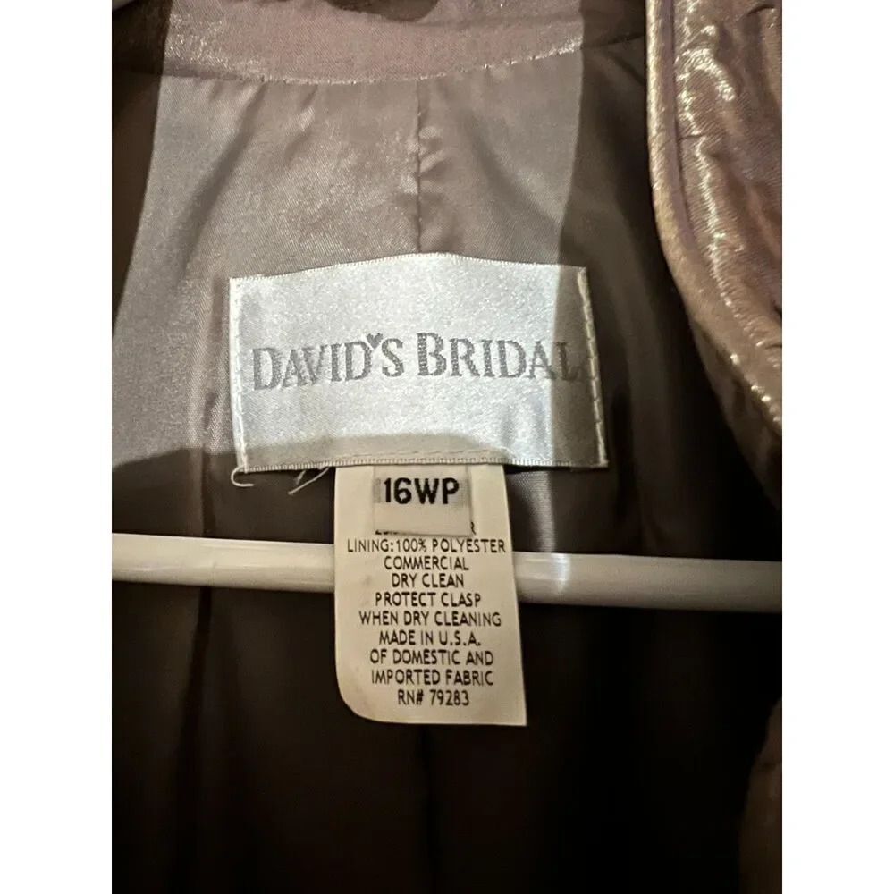 David's Bridal Dress and Jacket Mother of the Bride Groom 16WP Bown Bronze - Picture 5 of 6